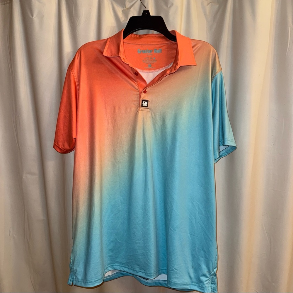 Vibrant Greater Half Polo Shirt - Orange and Blue Ombre